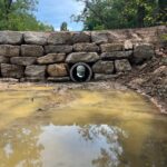 AZ BTP, Terrassement, changement d'une buse en béton d'un diamètre 80cm avec enrochement et création d'un pont dans le Rhône à Marcy l'étoile