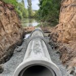 AZ BTP, Terrassement, changement d'une buse en béton d'un diamètre 80cm avec enrochement et création d'un pont dans le Rhône à Marcy l'étoile